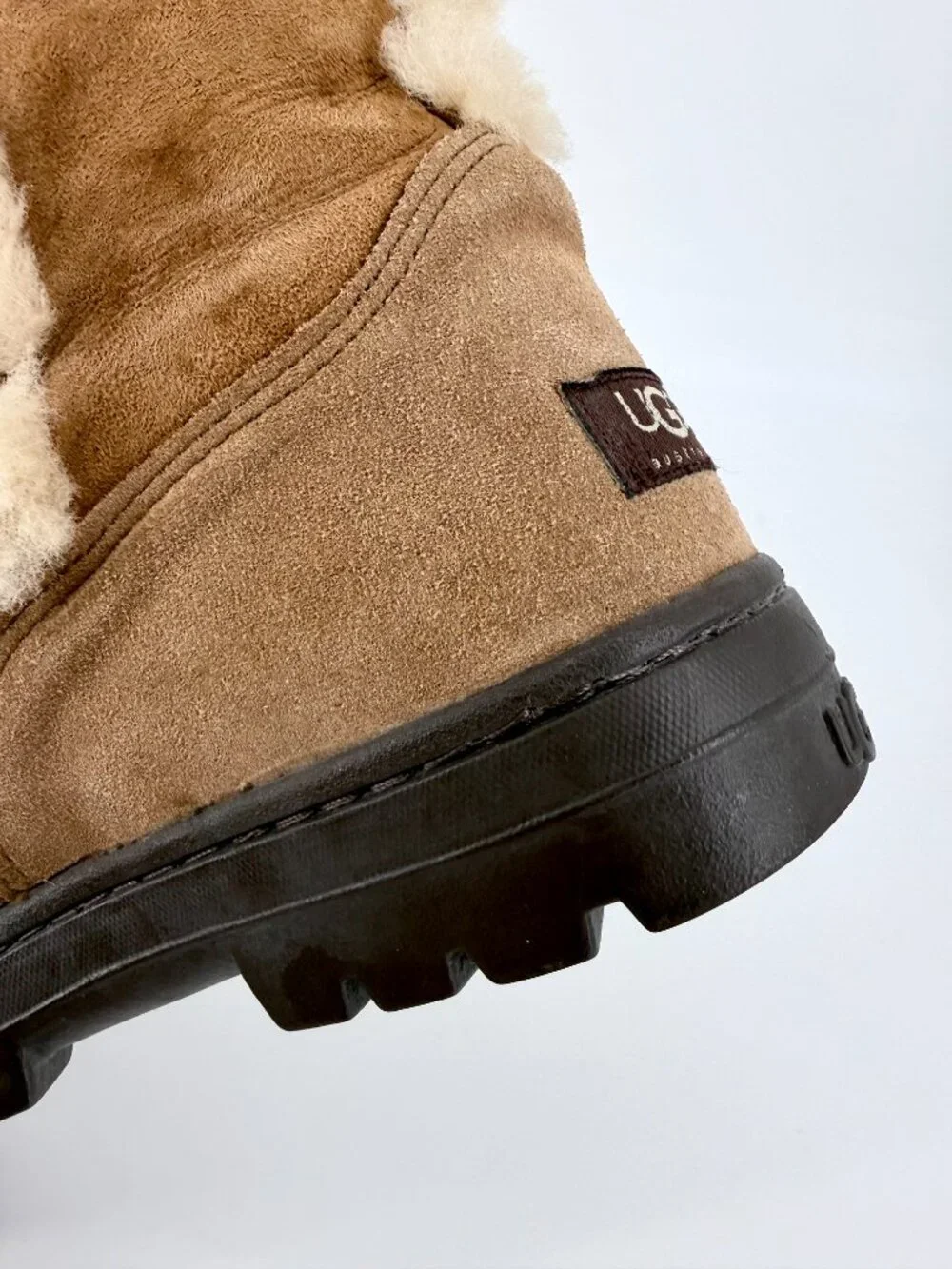 UGG Australia Sunburst II Tall Sheepskin Wool Boots Chestnut Size 8 Made in New